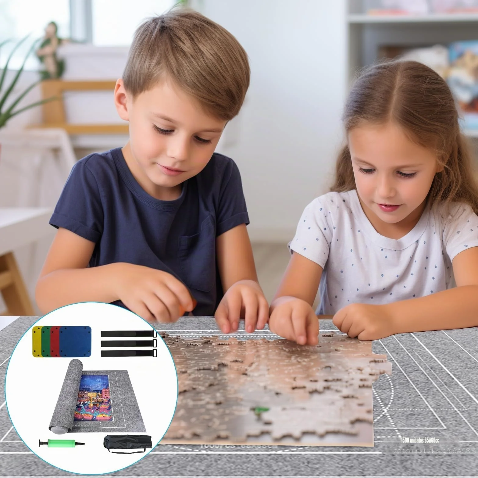 Tapete para Puzzle de hasta 1500 Piezas, Estera de Rompecabezas Portátil Roll Up