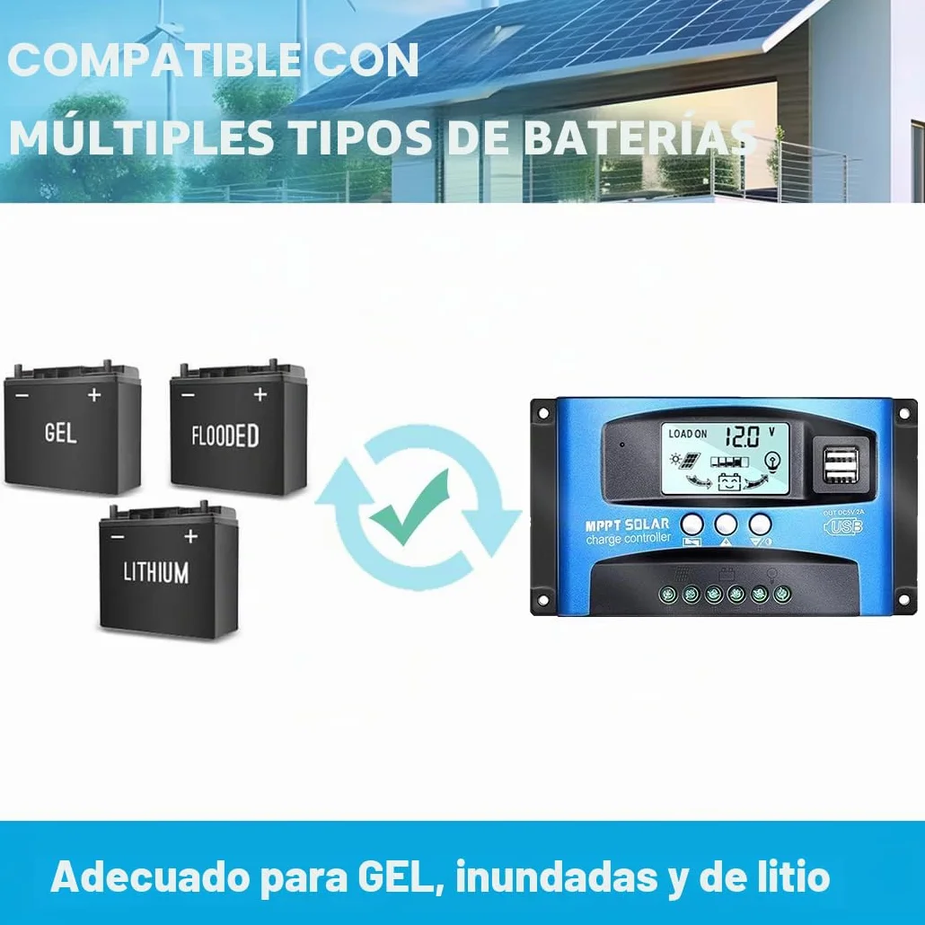 Y&H 100A MPPT Solar Charge Controller 12V 24V LCD Dual USB Regulador Inteligente