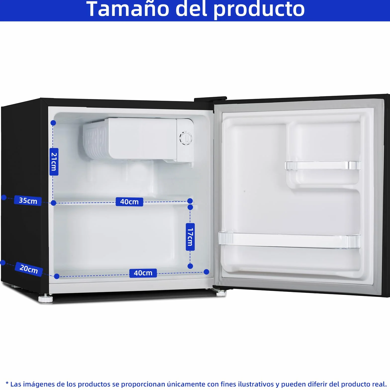 CHIQ Frigorífico Minibar 46L Compresor Incorporado Botellero Congelador Puerta Reversible Negro