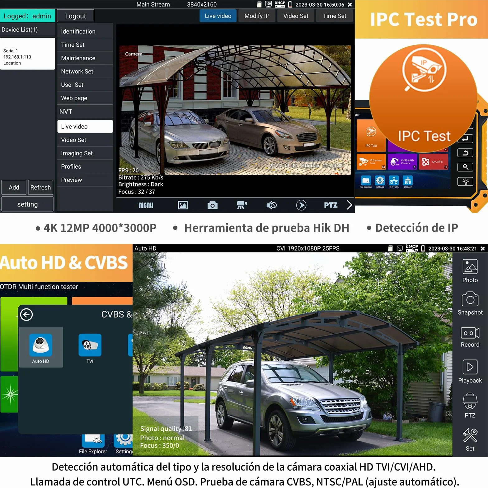 Henkion Probador de Fibra Óptica OTDR RSO-5510 1310/1550nm 28/26dB, Alcance 150km, Probador CCTV IPC/TVI/CVI/AHD/CVBS, Conectores FC/UPC SC St LC, OPM OLS LS VFL con Mapa de Eventos