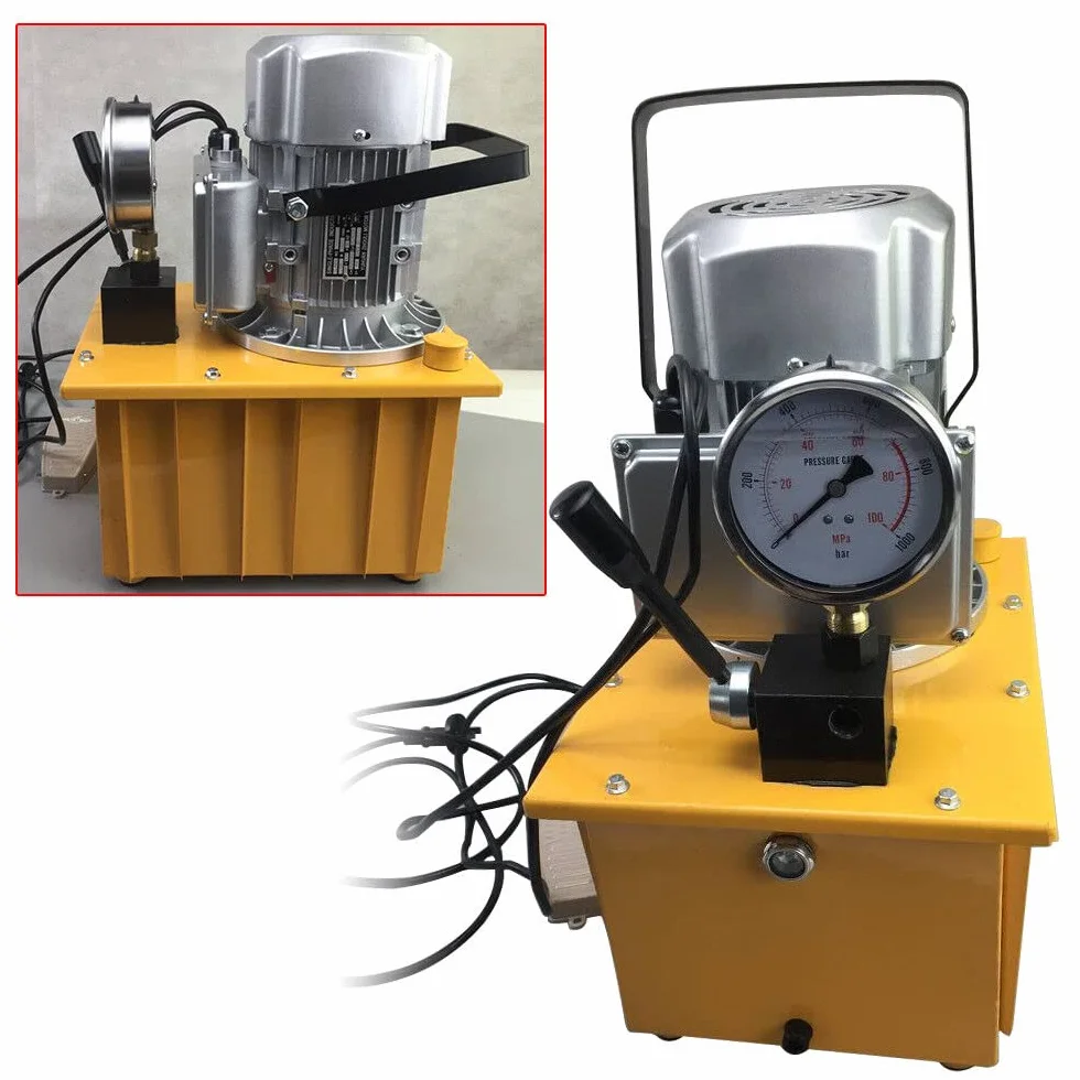 Bomba hidráulica eléctrica de 750 W, 700 bar, 220 V, unidad hidráulica dividida con manguera de aceite de 1,8 m, válvula manual