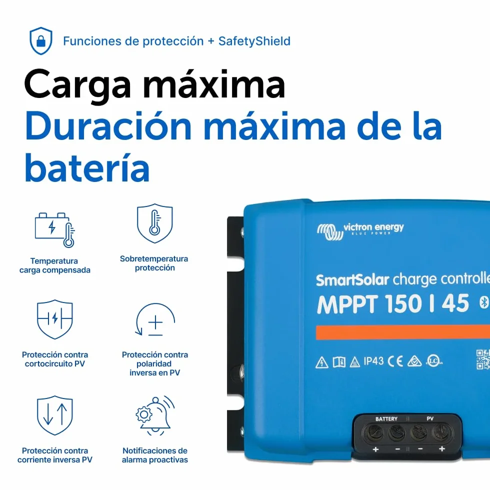 Victron Energy SmartSolar MPPT 150V 45A 12/24/36/48V Controlador de Carga Solar Bluetooth