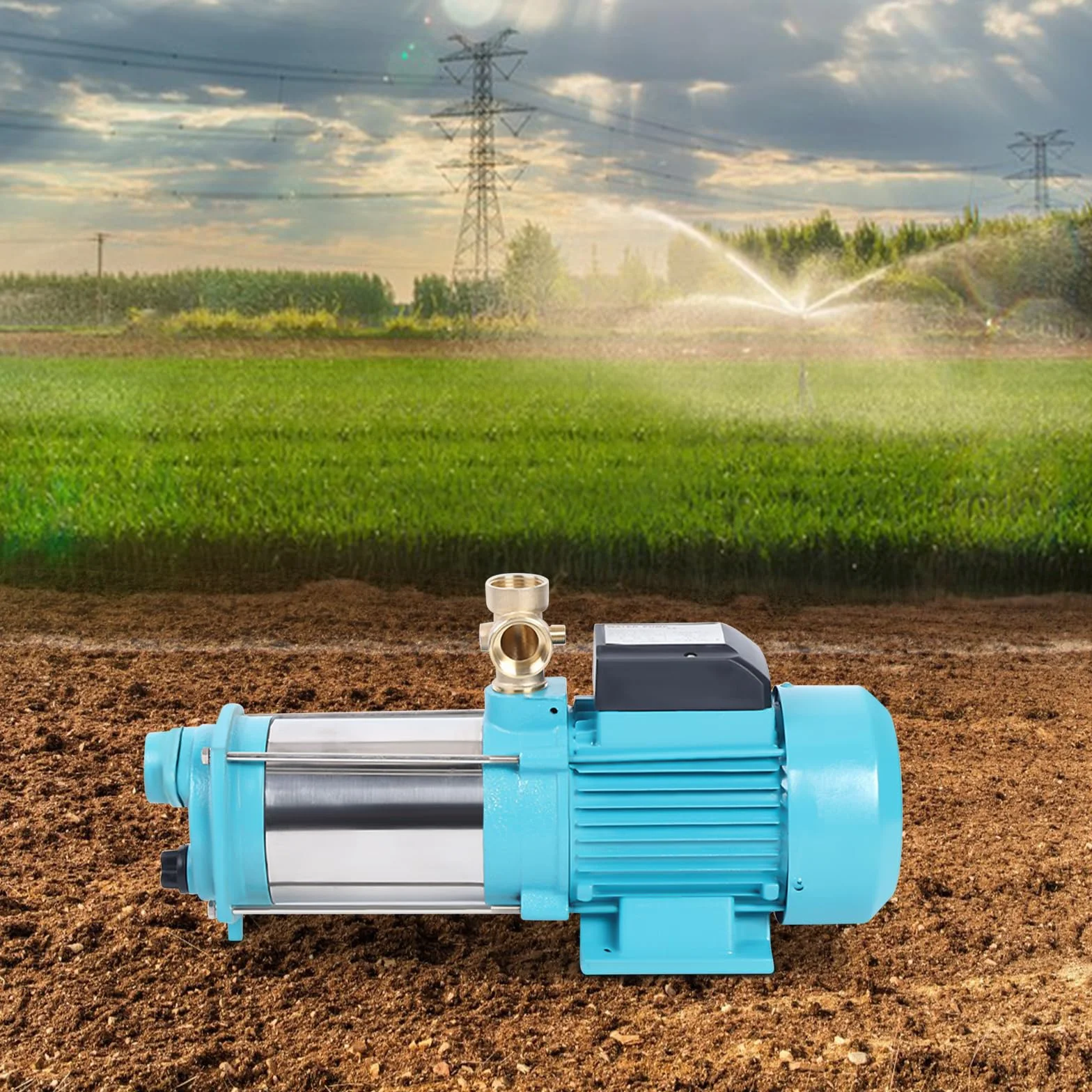 Bomba centrífuga de 1300 W, bomba de agua doméstica, bomba de riego con caudal de 4000 l/h, bomba de superficie autocebante de acero inoxidable