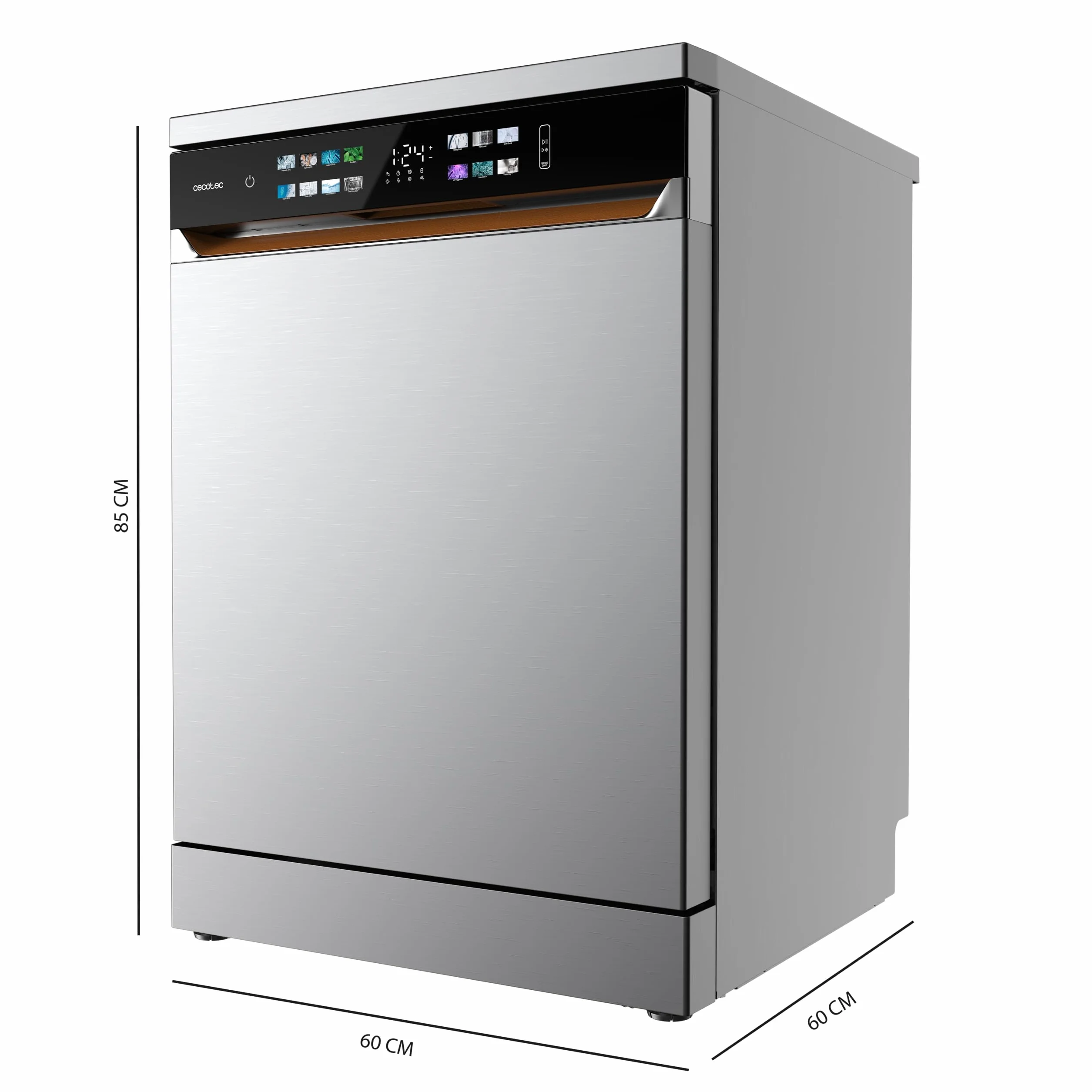 Cecotec Lavavajillas Independiente 60 cm Bolero Aguazero 6900 Inox 15 Cubiertos 8 Programas Clase A Motor Inverter Plus