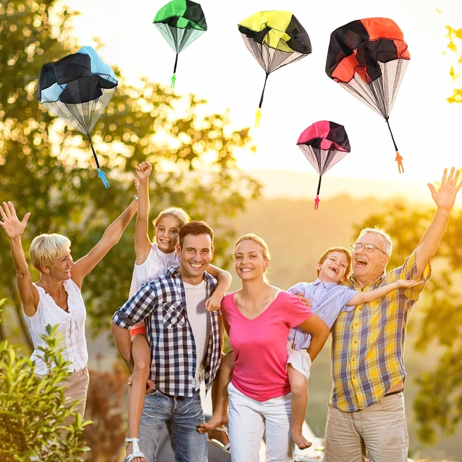 Juguetes paracaídas, Parachutist Hand Throwing Toy, Juegos de Exterior con Soldados y paracaídas, Mini paracaídas para niños (6 Piezas)