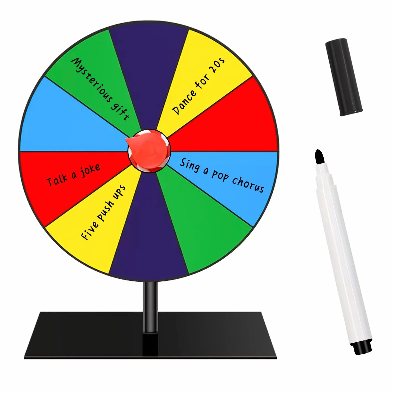 Ruleta de la Suerte Giratoria 8 Pulgadas con Bolígrafo, 10 Ranuras, Rueda de Premios Multicolor para Festivales