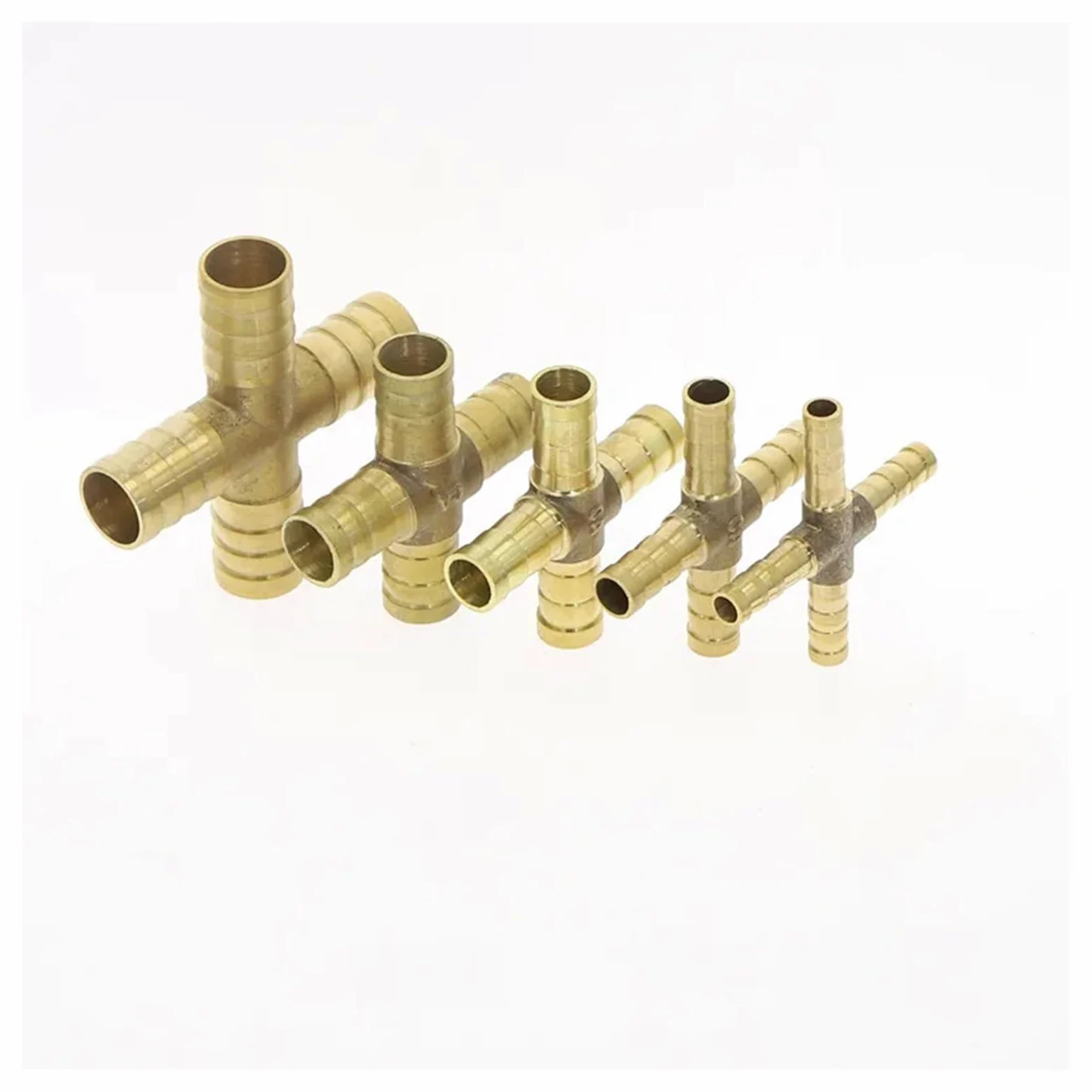 Conector de manguera de latón con púas de latón – codo de tres vías en T – Compatible con tamaños de 4 mm a 25 mm