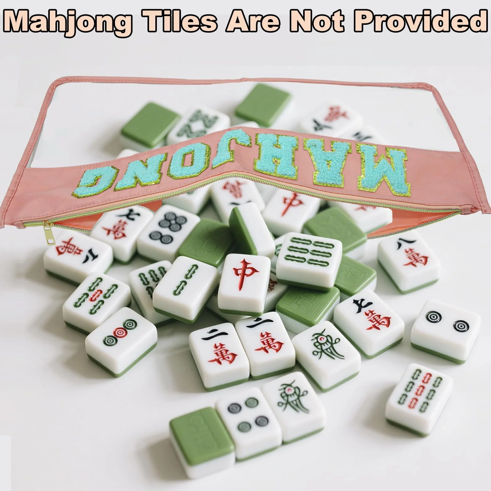 Bolsa de Mahjong Americana HINGTAI - Estuche Transparente con Cremallera Dorada