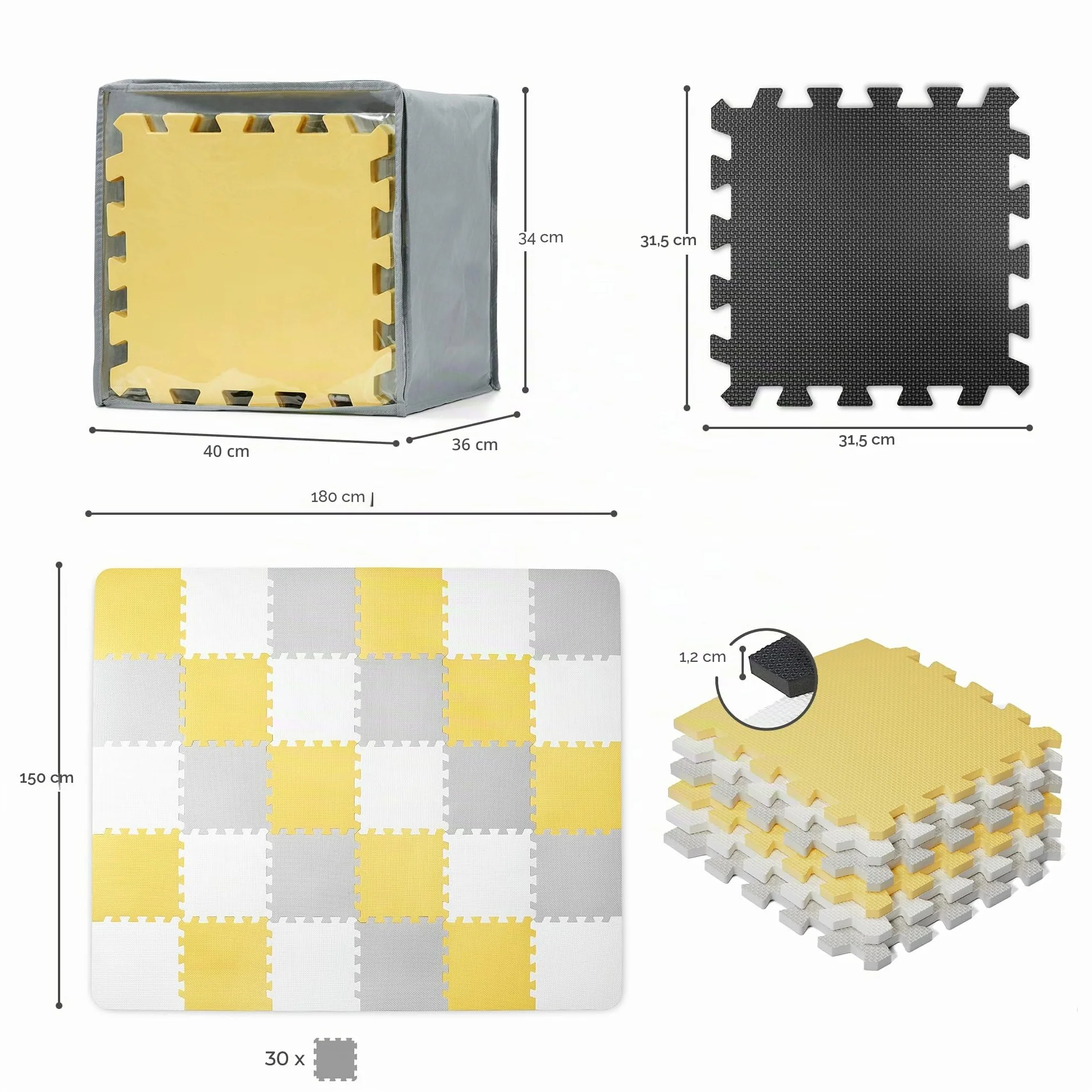 Kinderkraft Manta LUNO Alfombra Puzzle Espuma Niños
