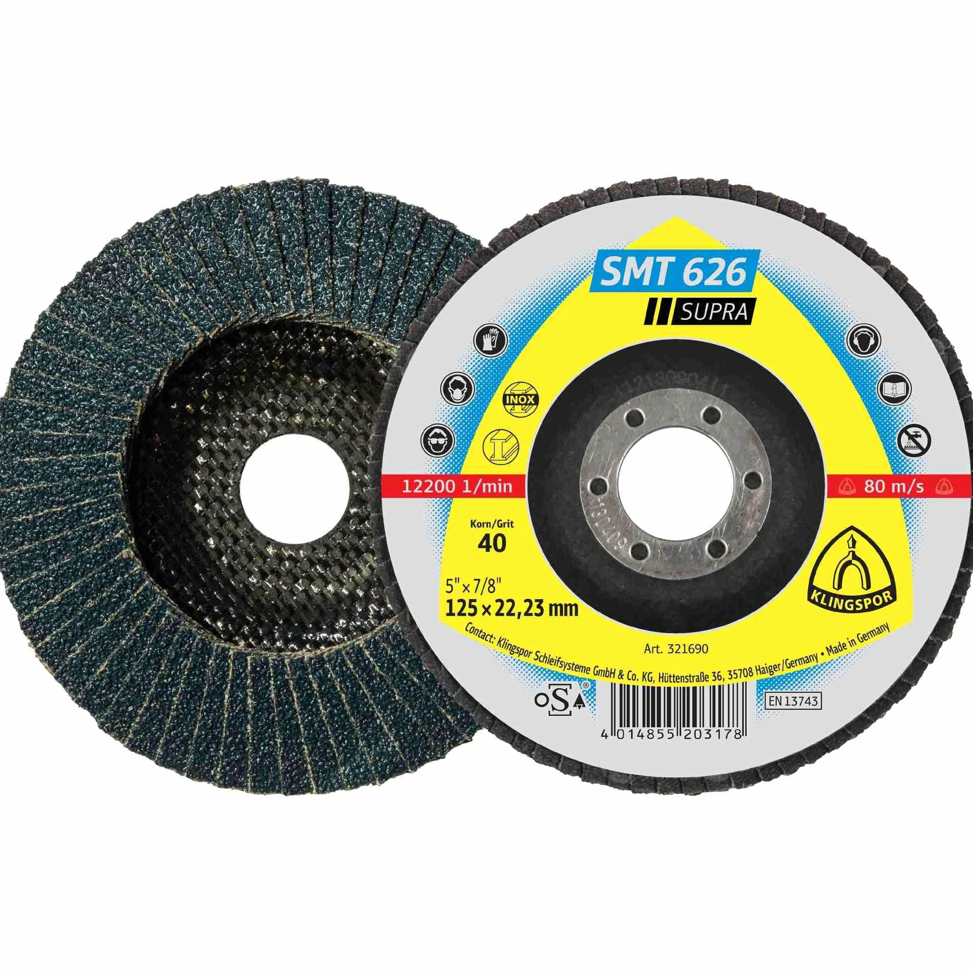 SMT 626 - Platos de lijado (10 unidades, 180 x 22,23 mm, grano 80) : 321699