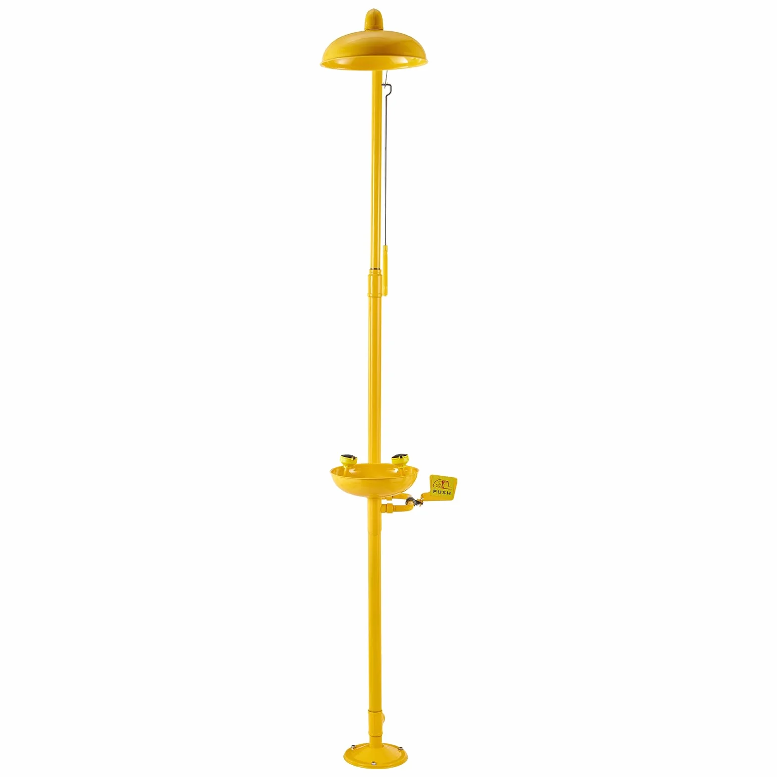 VEVOR Estación Lavaojos de Emergencia, Estación Lavaojos con Ducha de Emergencia 87 x 40 x 233 cm Diámetro del Lavabo para Lavado de Ojos de 27 cm para Escuelas, Laboratorios y Fábricas, Amarillo