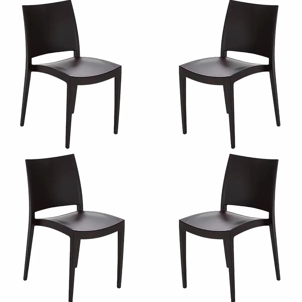 MBH - Silla de Hostelería Bob Color Antracita para Interior y Exterior. Silla para Terraza, Bar, Restaurante y Cafetería. Mobiliario de Hostelería (Pack de 4 Unidades)