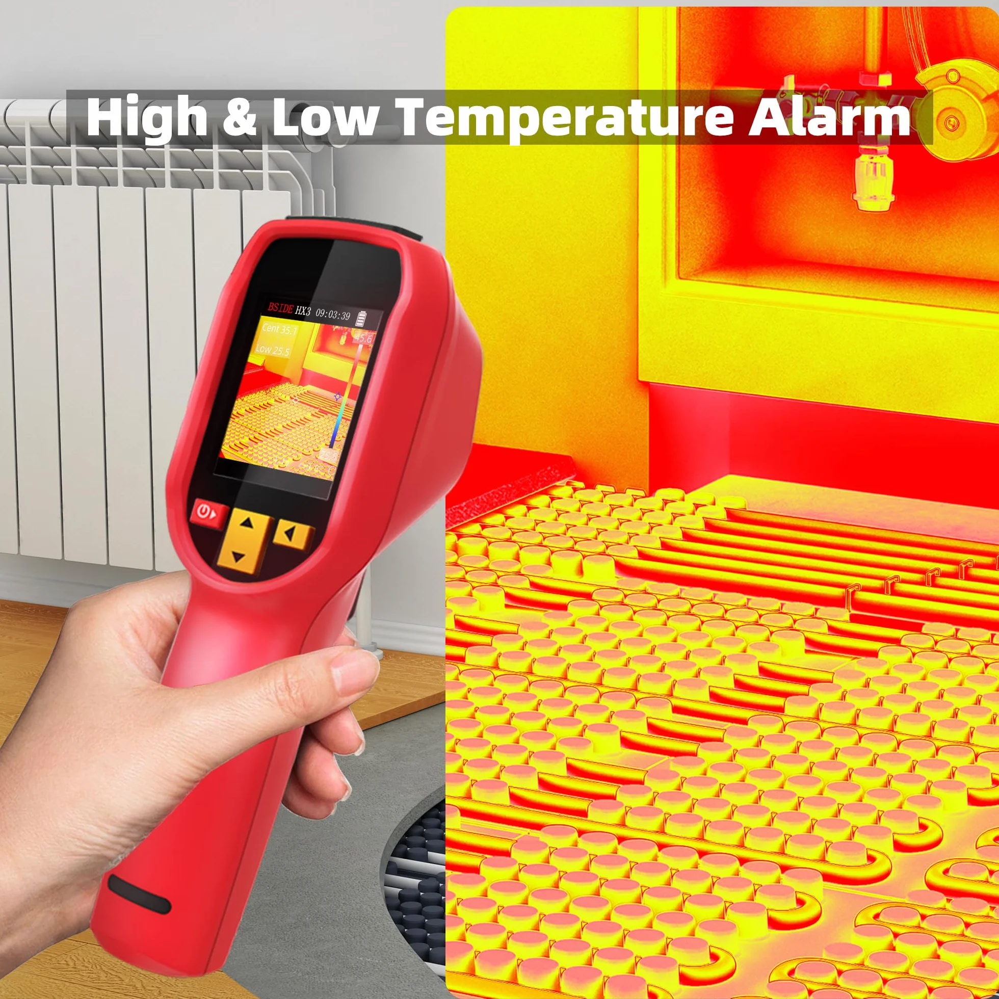 BSIDE HX1 Cámara Térmica Portátil Alta Resolución 240 x 240 Cámara Termográfica con Tasa de Refresco 25Hz 15 Paletas de Colores -4°F a 1022°F Rango 50°FOV para Fugas de Aire/Agua Coche Eléctrico