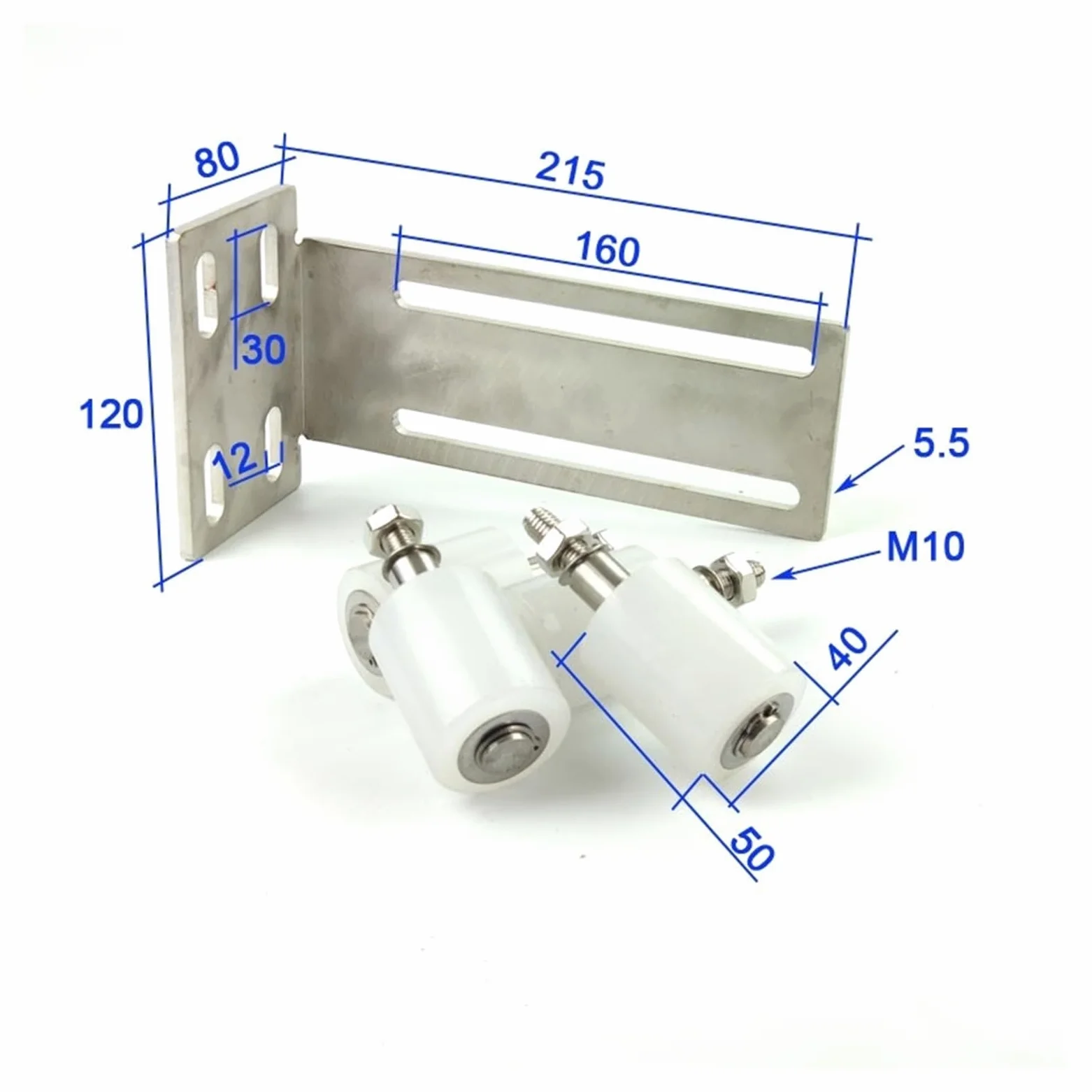 Kit corredizo para puerta de granero, Rodillos de nailon guía superior puerta corrediza material acero inoxidable 304 con soporte