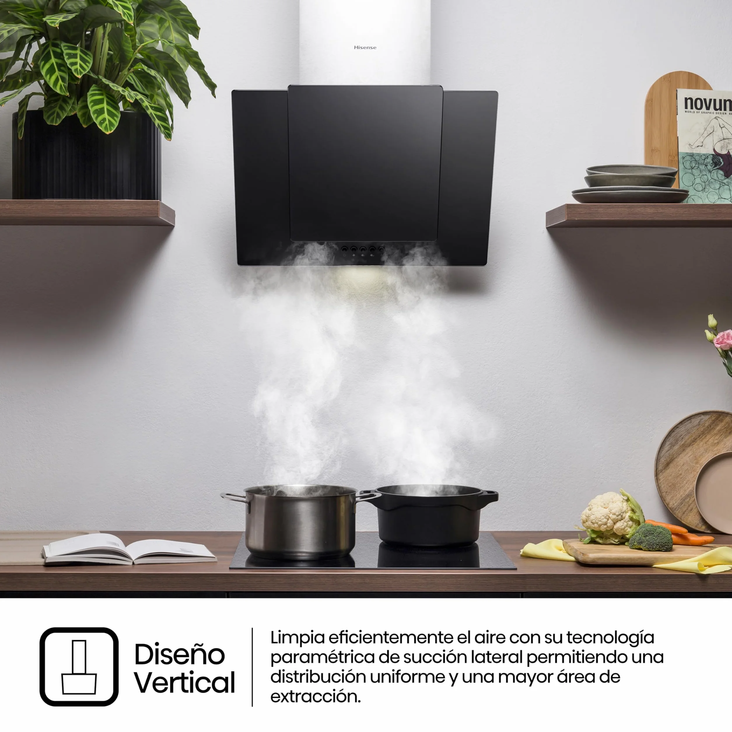 Hisense Campana Decorativa 60 cm 650 m³/h LED Filtro de Aluminio