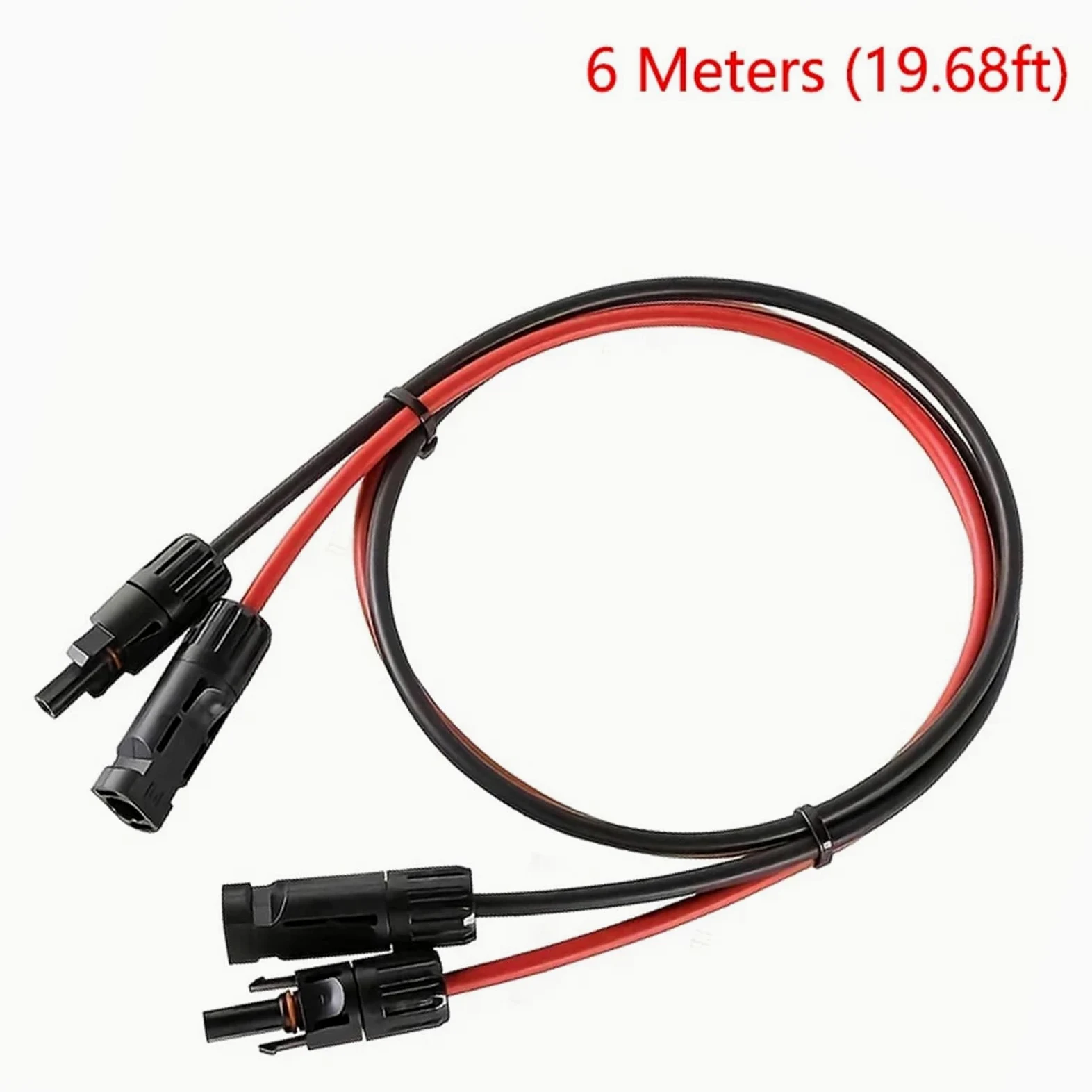 1 par de cables de extensión para panel solar, alambre de cobre, 6, 4, 2,5 mm², 10, 12, 14 AWG, negro y rojo, con conectores de cables solares fotovoltaicos (6 m rojo y 6 m negro, 12 AWG-4 mm2)