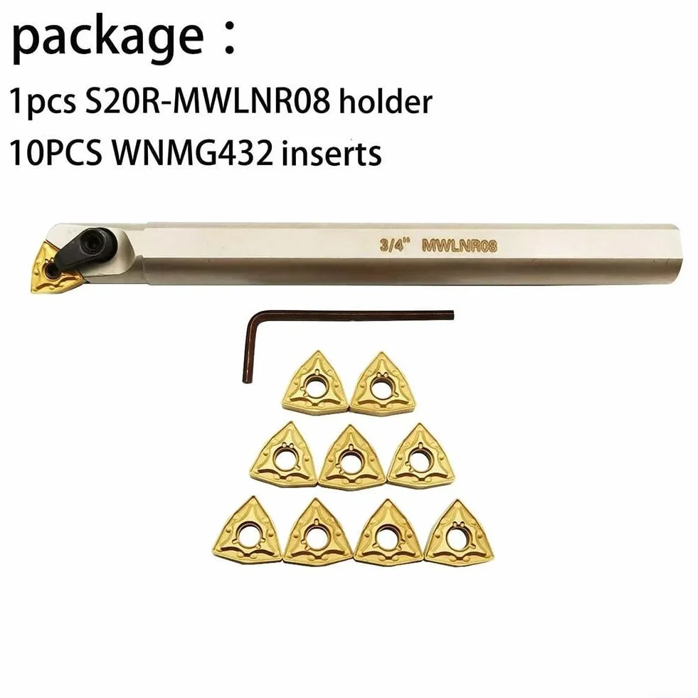 Niceminiwall ZQ1616R-2 Herramienta de ranurado de corte de ranurado + 10 piezas de insertos de torneado de carburo SP200 para CNC