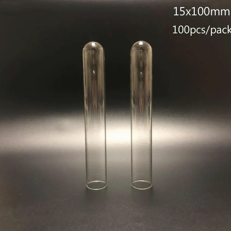 Paquete de 100 tubos de ensayo de vidrio con fondo en forma de U de 15x100 mm - Laboratorio, capacidad de 12 ml