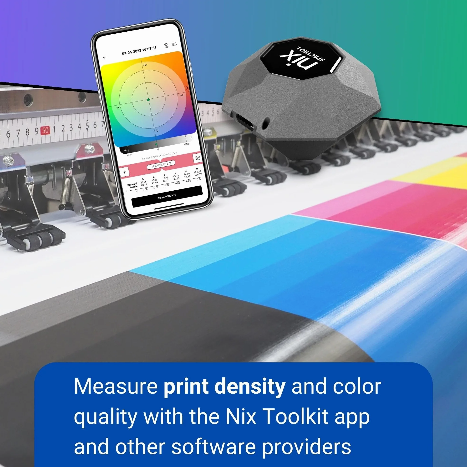 Espectrofotómetro y densitómetro Nix Spectro L: tecnología profesional de combinación de colores, compatibilidad con más de 200 000 pinturas