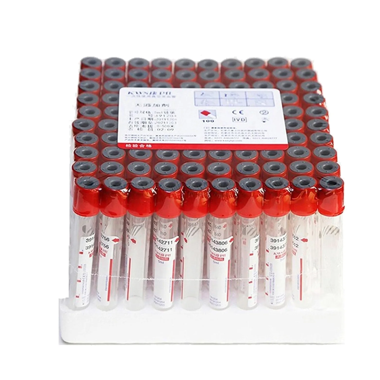 Tubos de extracción de sangre al vacío, plástico desechable, sin aditivos, para laboratorio y uso clínico