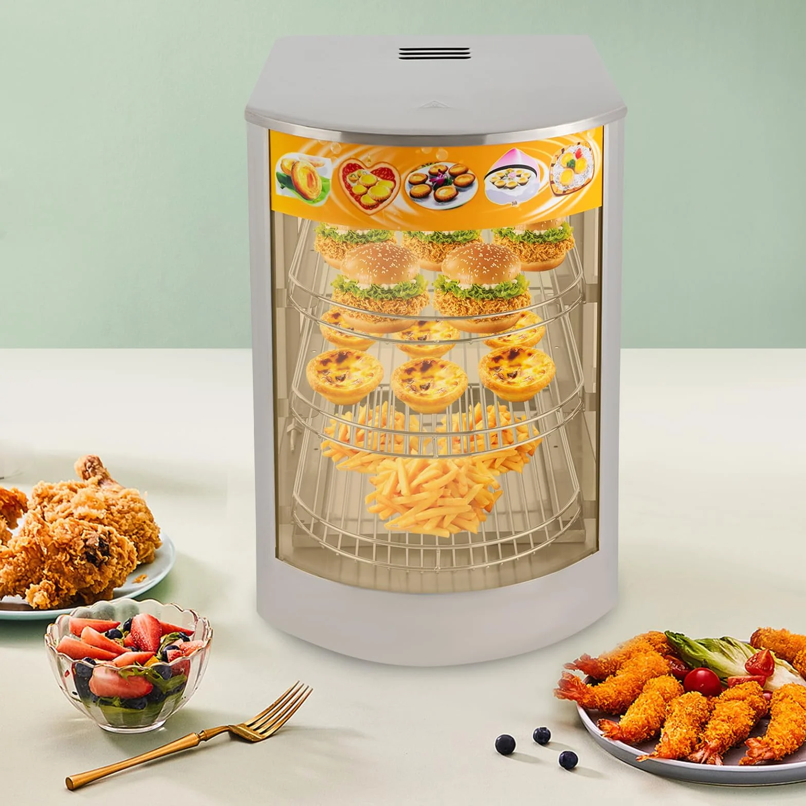 Vitrina calentador de alimentos eléctrico 3 niveles 800 W armario térmico 86-185 ℉