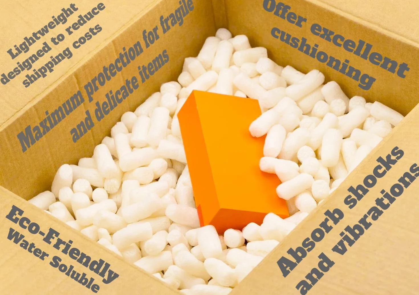 ECO Packing Peanuts White Biodegradable Water Soluble 1 Cubic Foot