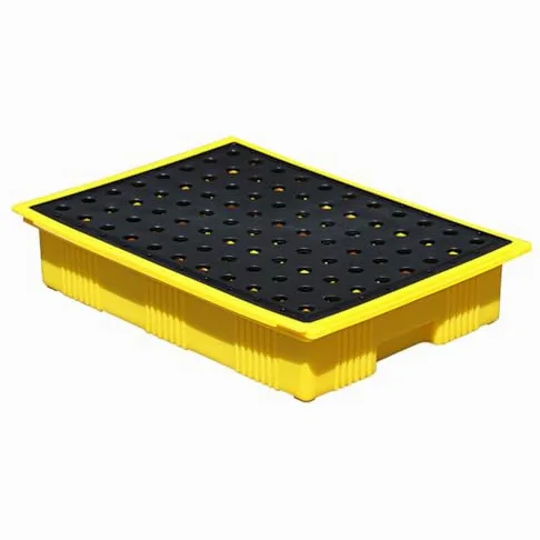 Bandeja de derrames resistente a productos químicos con rejilla extraíble, bandeja de contención duradera para tambores de aceite y uso en laboratorio, paleta de goteo industrial fácil de limpiar