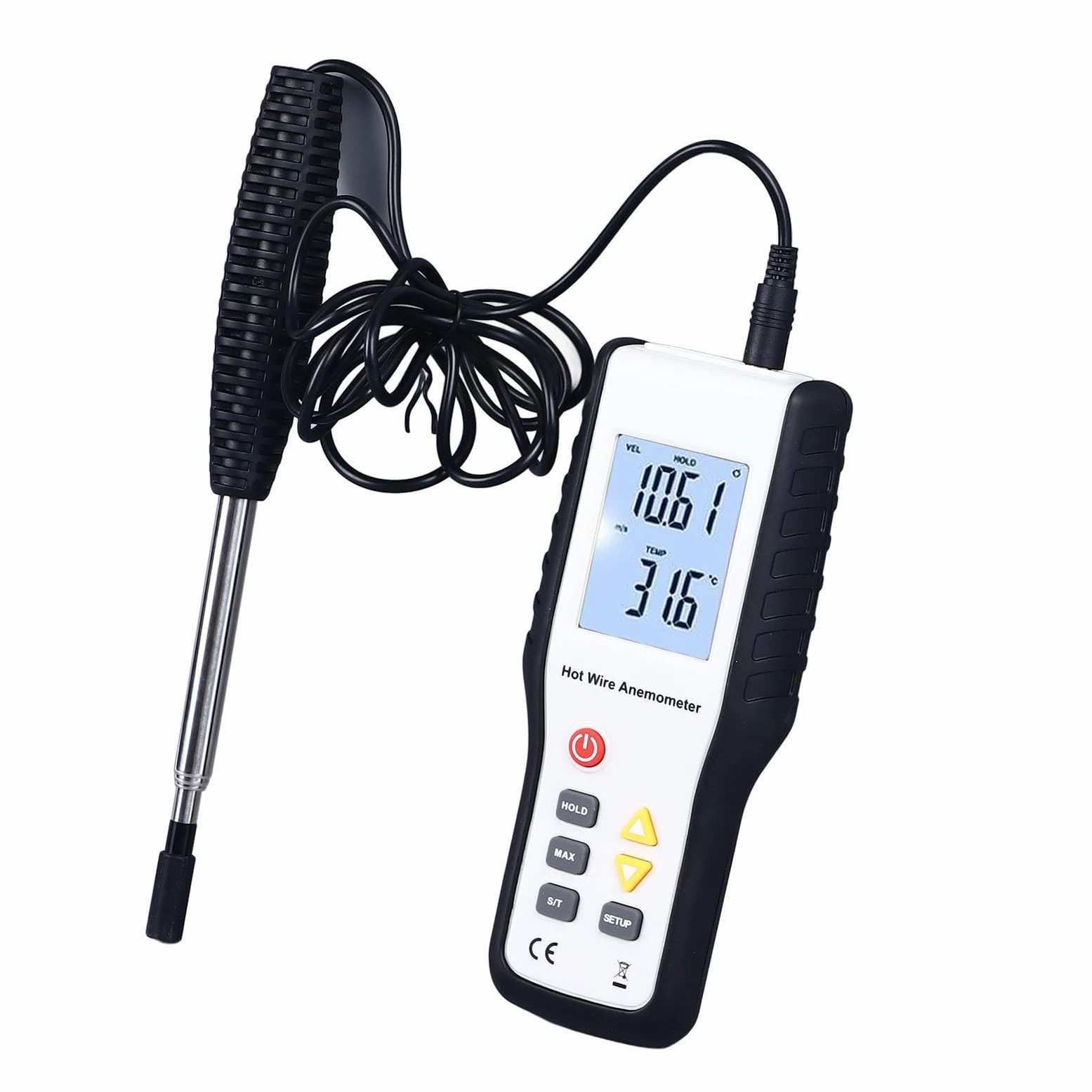 AMONIDA Anemómetro Térmico de Alta Sensibilidad Medidor de Velocidad del Viento Portátil con Pantalla LCD para Actividades Al Aire Libre Diseño Ergonómico Liviano