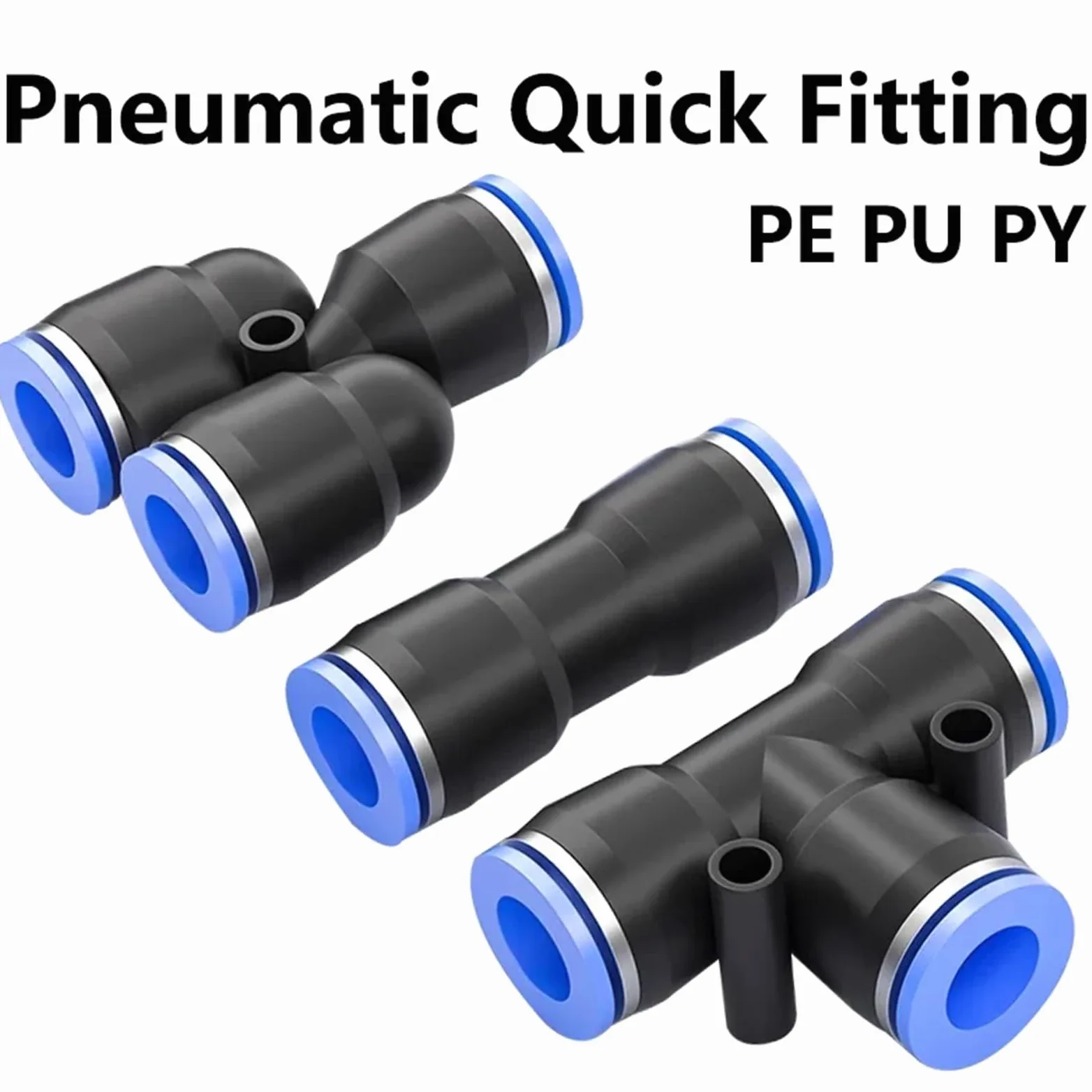 100 conectores neumáticos rápidos de PE, PU y PY de 4, 6, 8, 10 y 12 mm. Conectores en T de 3 vías for mangueras y tubos de plástico.(14mm(100pcs),PW)