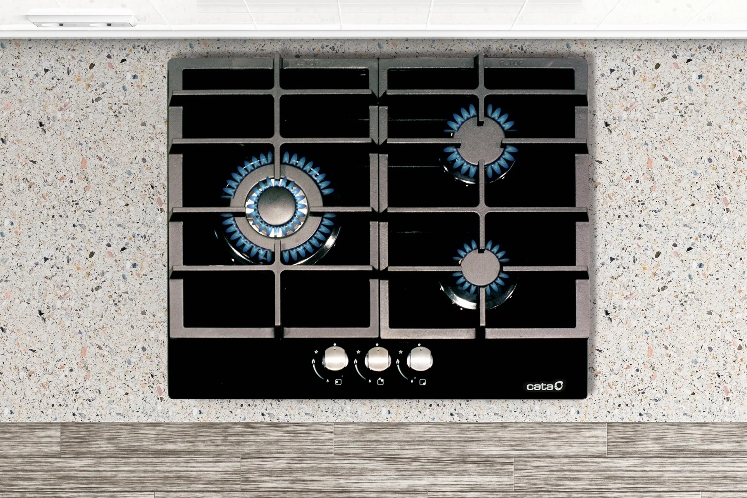 Cata LCI 6021 BK Encimera de Gas Natural 3 Quemadores Encendido Eléctrico 58 cm Negro