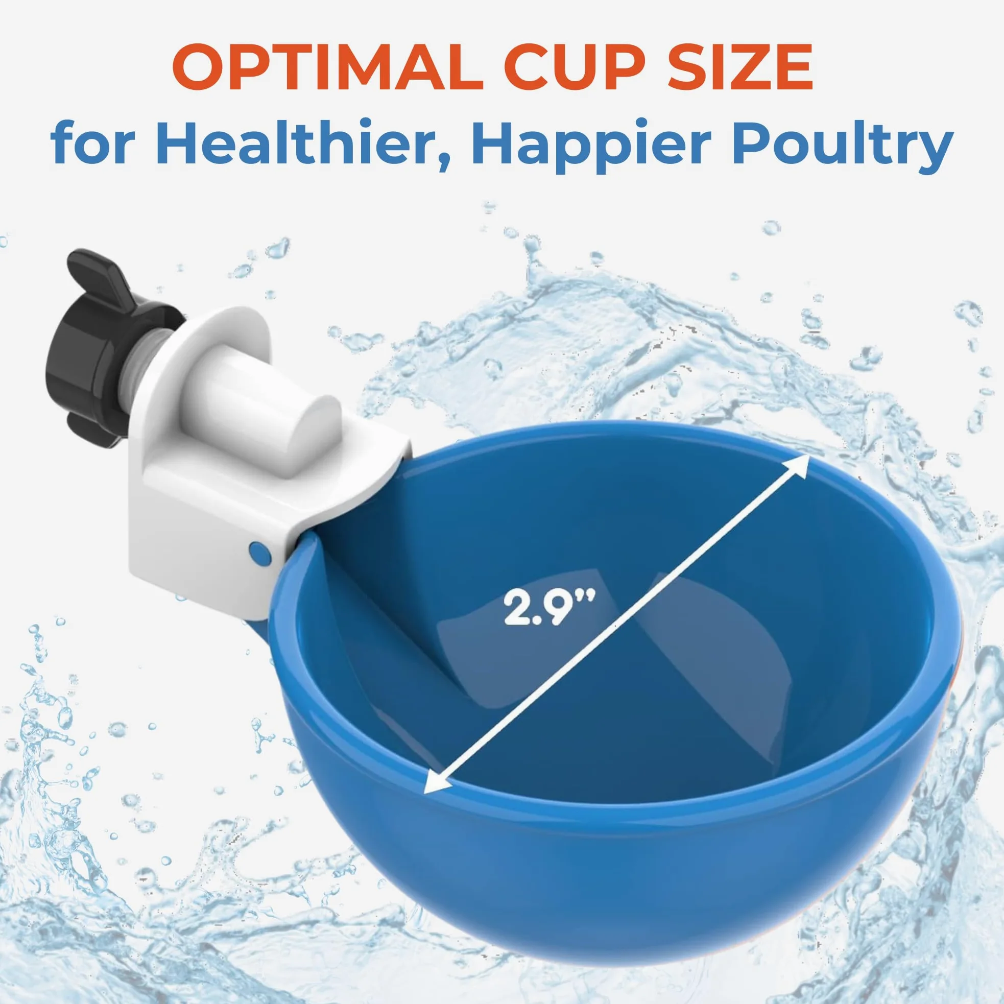 Lil Clucker - Juego de 5 Tazas de Agua automáticas Grandes para Pollos, Patos, Gansos, Pavos y Conejos, Color Azul