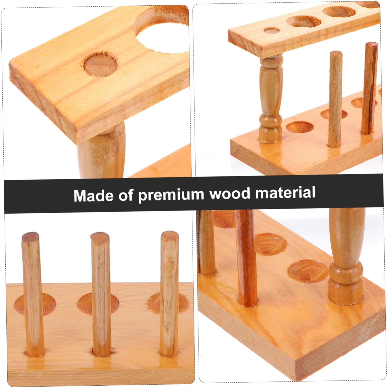 Cabilock Gradilla para Tubos de Ensayo de Madera Beige, Bien Pulida y Que No Daña las Manos, Adecuado para Laboratorio y Uso Escolar