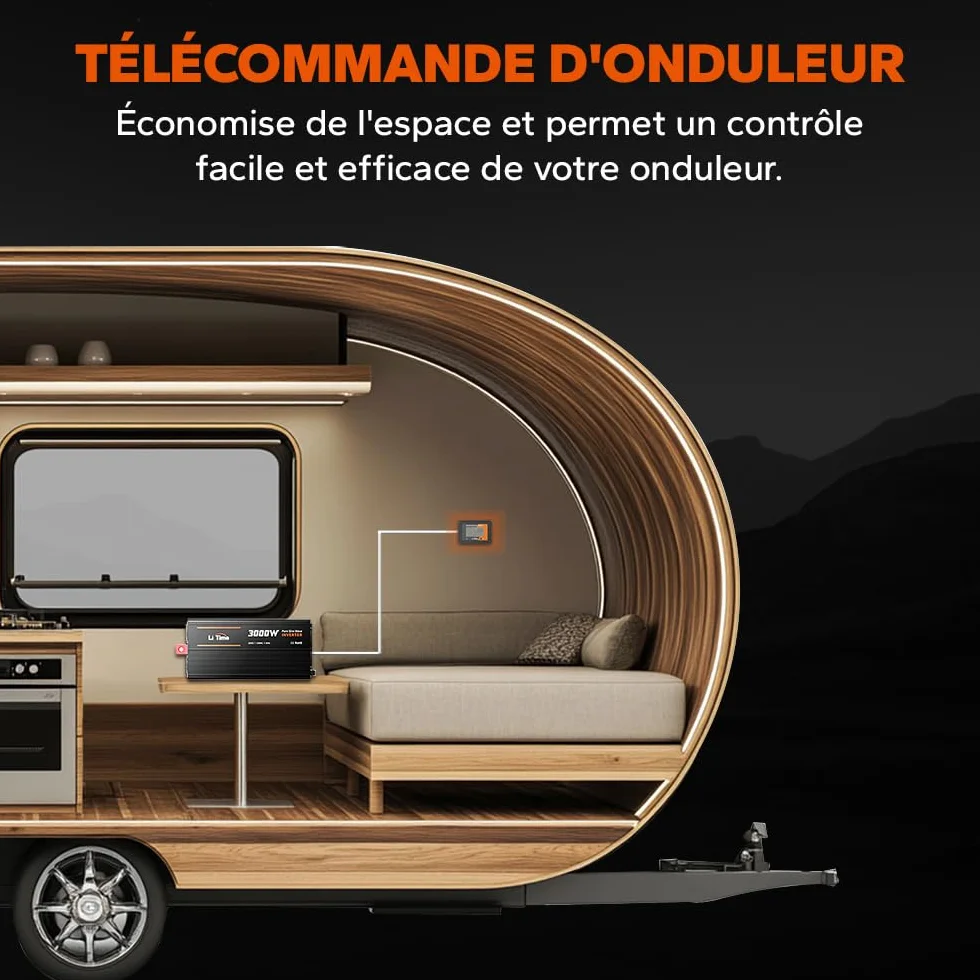 LiTime 3000W Inversor Sinsus Puro 12VDC a 230VAC Convertidor para Autocaravana, Camping, inversor de energía Solar con 2 Salidas AC, Pantalla de vigilancia con Pantalla de Estado en Tiempo Real