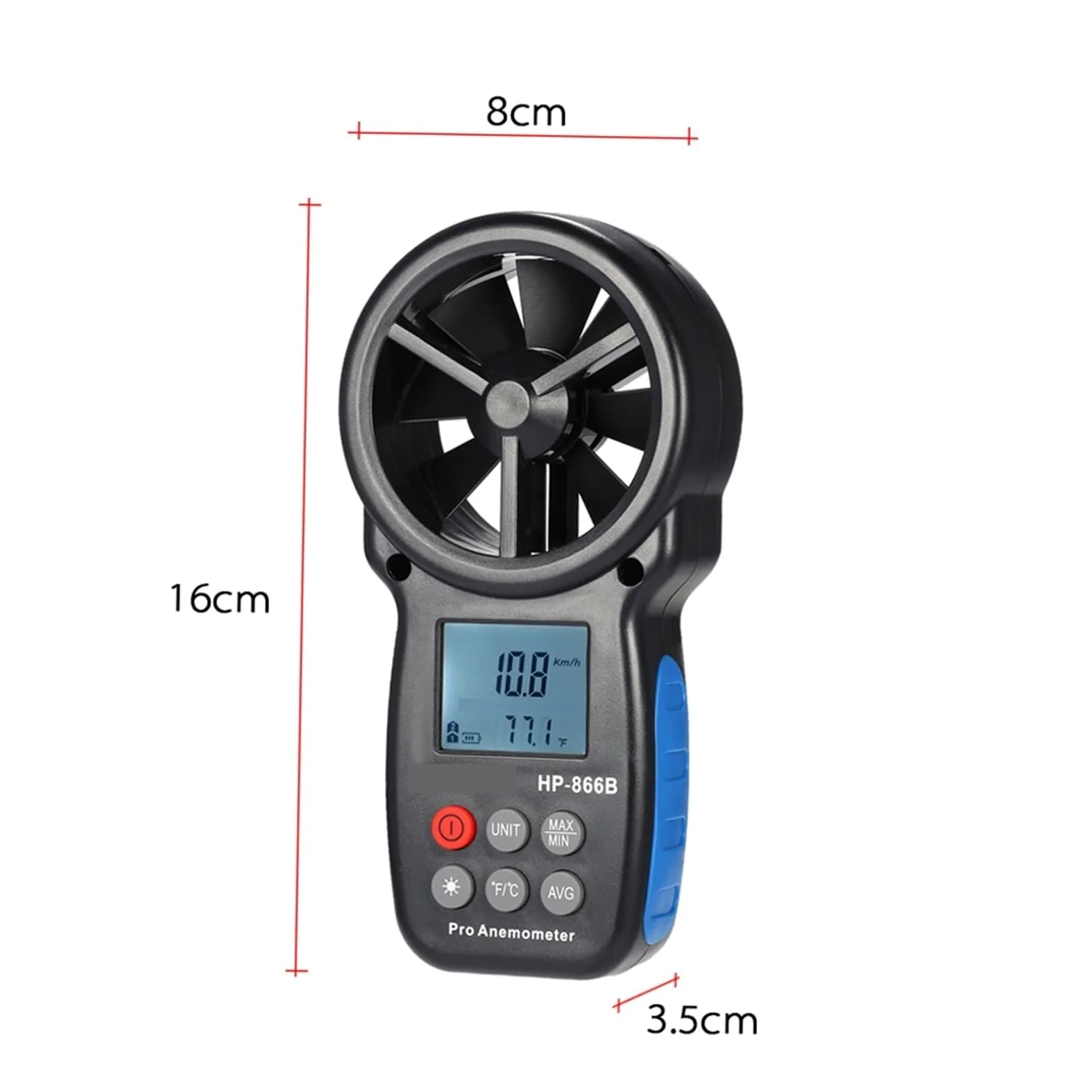 Anemómetro Digital 866B Velocidad del Viento Medición de la Temperatura de la Velocidad del Aire