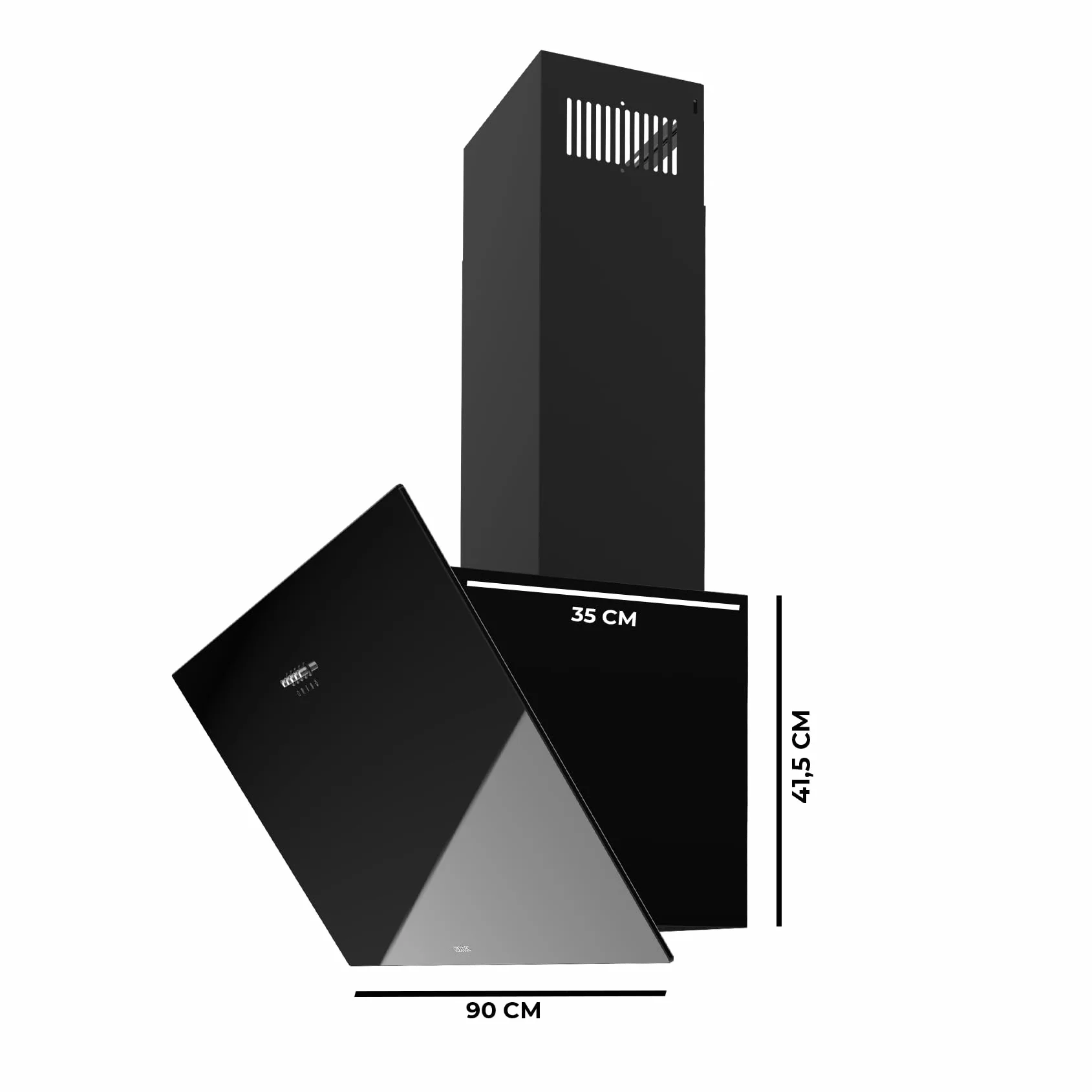Cecotec Campana Decorativa 90cm Bolero Flux DM 906500 Glass Black 165W 650m3/h Frontal Vidrio Negro Control Mecánico 3 Niveles Potencia