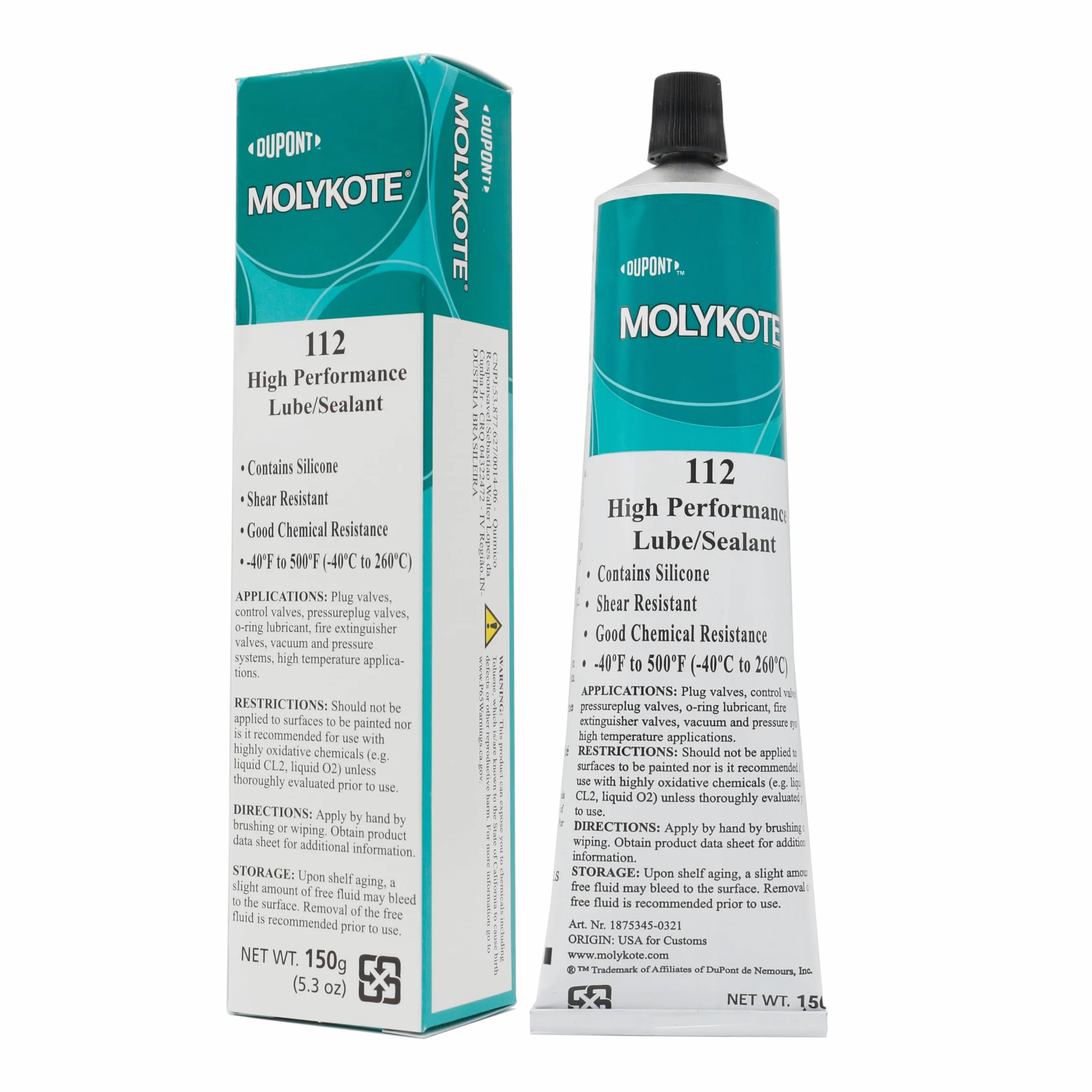 Molykote 112 150g 5.3oz Lubricante y Sellador de Alto Rendimiento para Válvulas Alta Consistencia Resistente a Cortes Silicona No Fundible Translúcido Blanco
