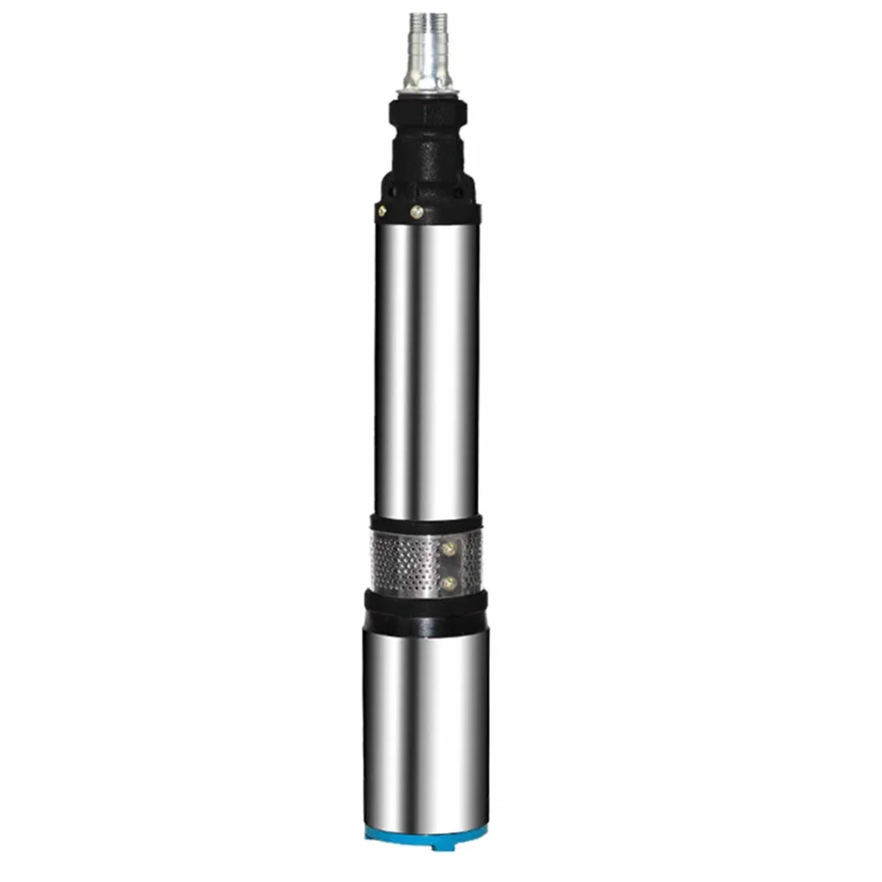 Bomba de Agua Solar 500W 48V/60V, Acero Inoxidable y Hierro Fundido, Submersible, 2m³/h, 50m, 25mm, 78mm x 495mm, Alta Presión, para Jardín e Irrigación Agrícola