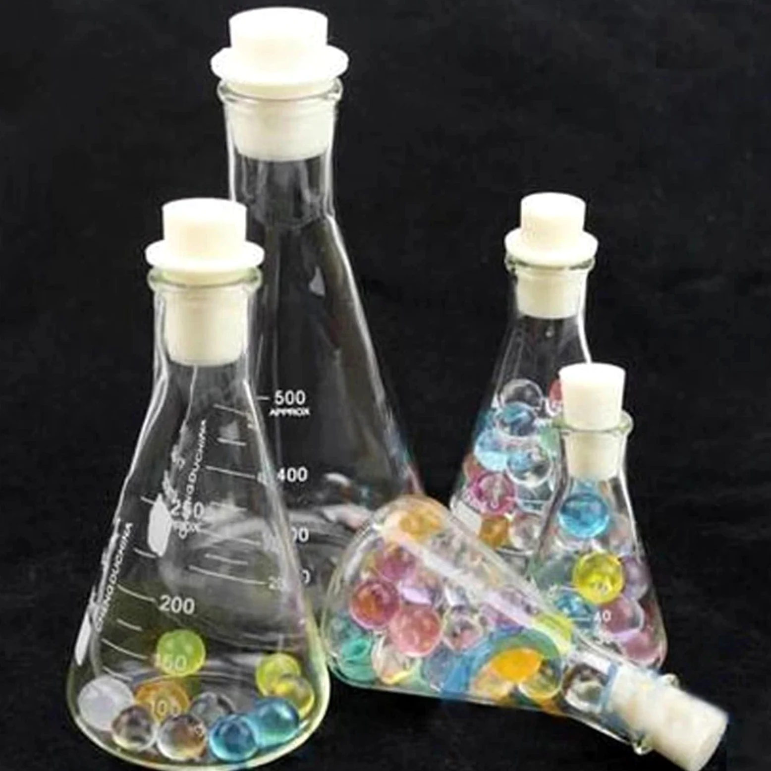 10 unids/lote 100mL matraz cónico de vidrio química matraz Erlenmeyer borosilicato equipo de laboratorio de resistencia a altas temperaturas(100ml with cap 10pcs)