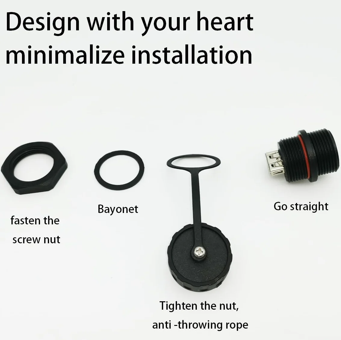CTRICALVER Conector USB impermeable hembra montaje en panel USB 2.0 industrial con tapa