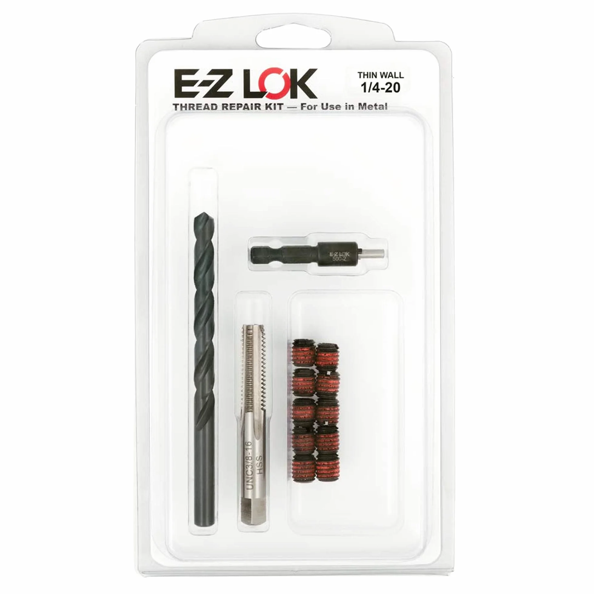 E-ZLOK EZ-310-4 Inserciones roscadas para metal 1/4-20 Kit de instalación acero óxido negro