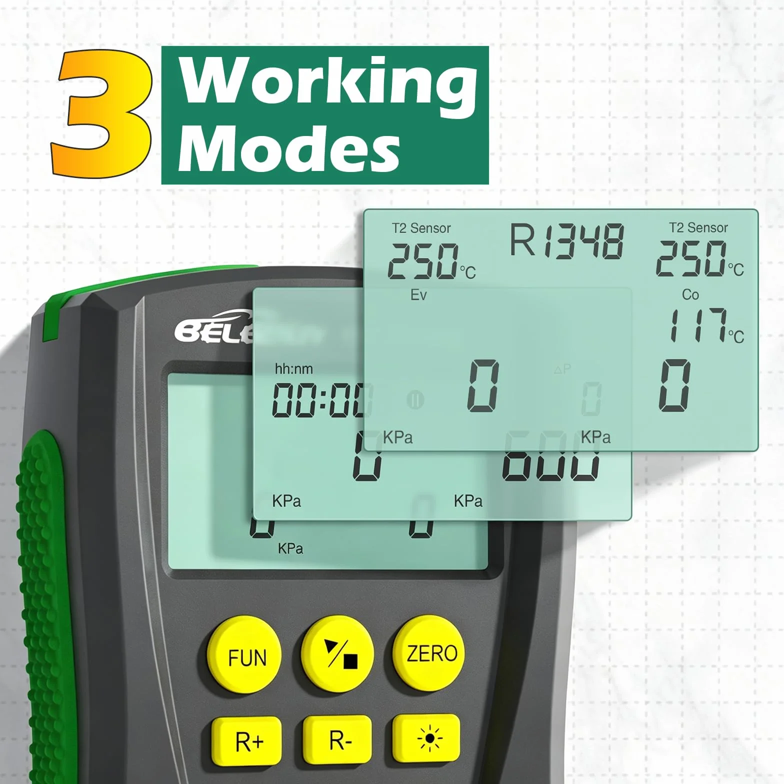 R32 R410a Manómetro Digital Aire Acondicionado para 93 Refrigerantes, HVAC Juego de Manómetros Digitales de Refrigeración, Kit de Indicador Digital con Colector Incluye 2 Abrazaderas de Temperatura