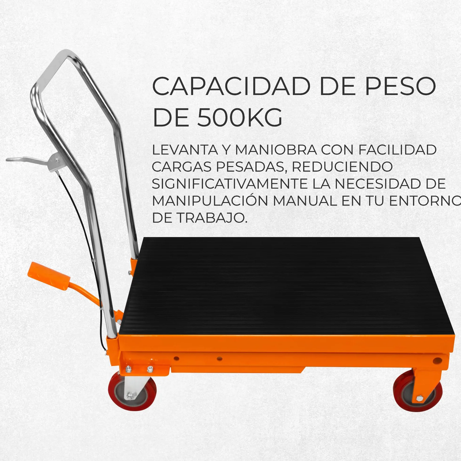 Mesa Elevadora Hidráulica Manual Elevador de Tijera Industrial Profesional Comercial para Reparar Coches Motocicletas Taller Garaje Almacén Capacidad 500kg 1100lbs Altura 29-78cm Plataforma 81 x 51cm