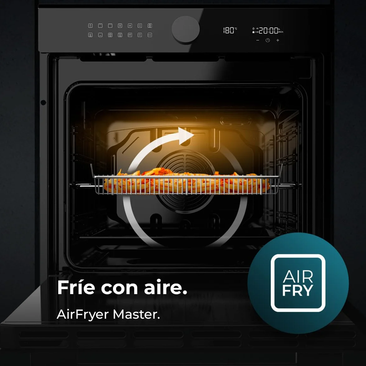 Cecotec Horno Integrable Pirolítico 73L Bolero Hexa P516000 Glass Black 3250W 14 Funciones Dual Display Airfryer Master Convección