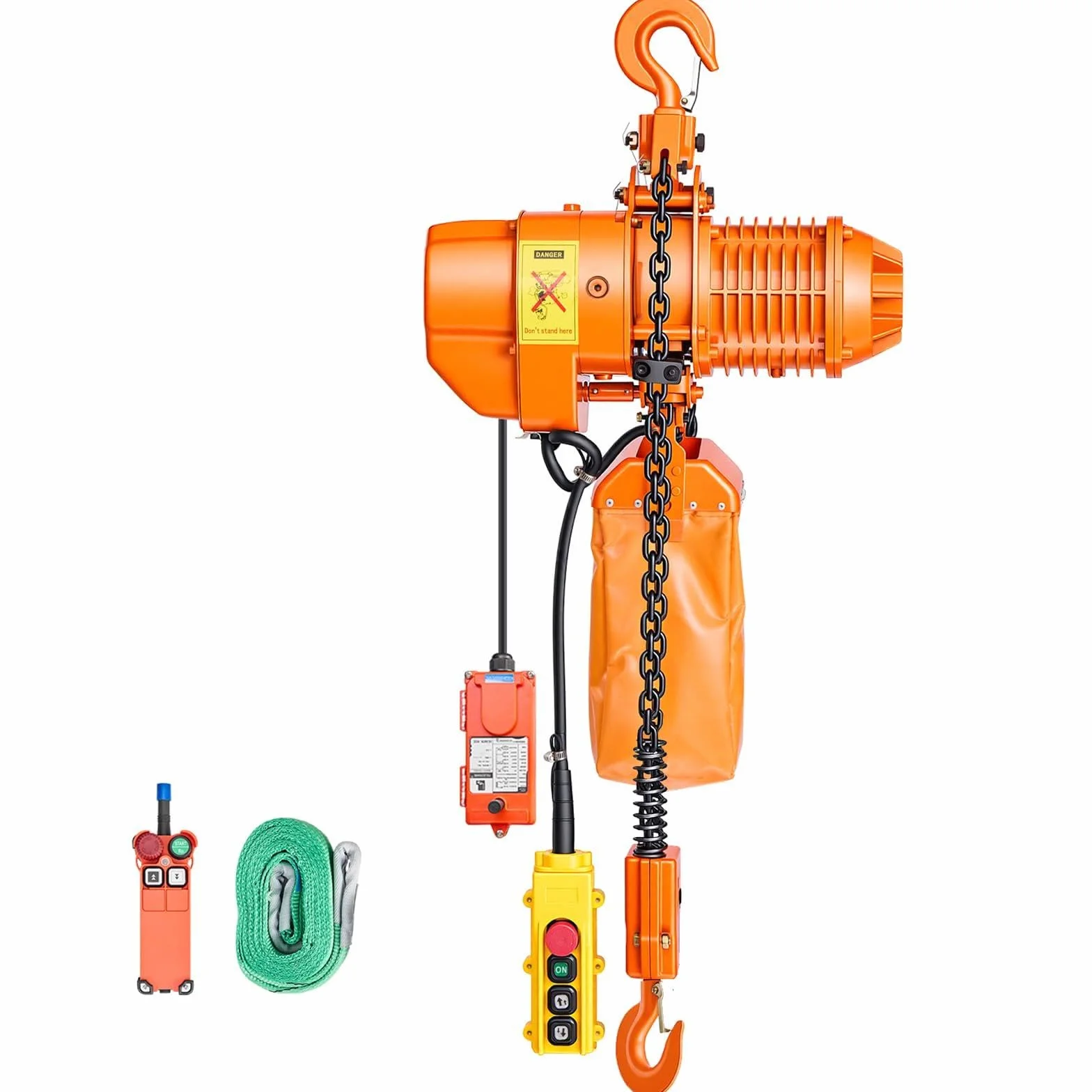 VEVOR Polipasto Eléctrico de Cadena Carga 1000 kg, Elevación de 6 m, Trifásico 480 V, 60 Hz, Doble Velocidad 1,2 y 4,2 m/min, Control Remoto por Cable e Inalámbrico, Acero G80 para Motor Garaje Taller