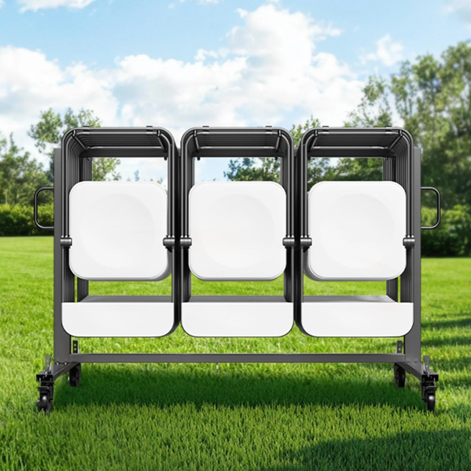 VEVOR Estante para Sillas Plegable, Capacidad de 181 kg, Carrito Resistente para 42 Sillas o 12 Mesas, Carrito de Almacenamiento Multifunción para Sillas con Ruedas de Goma y Soportes, Negro Mate