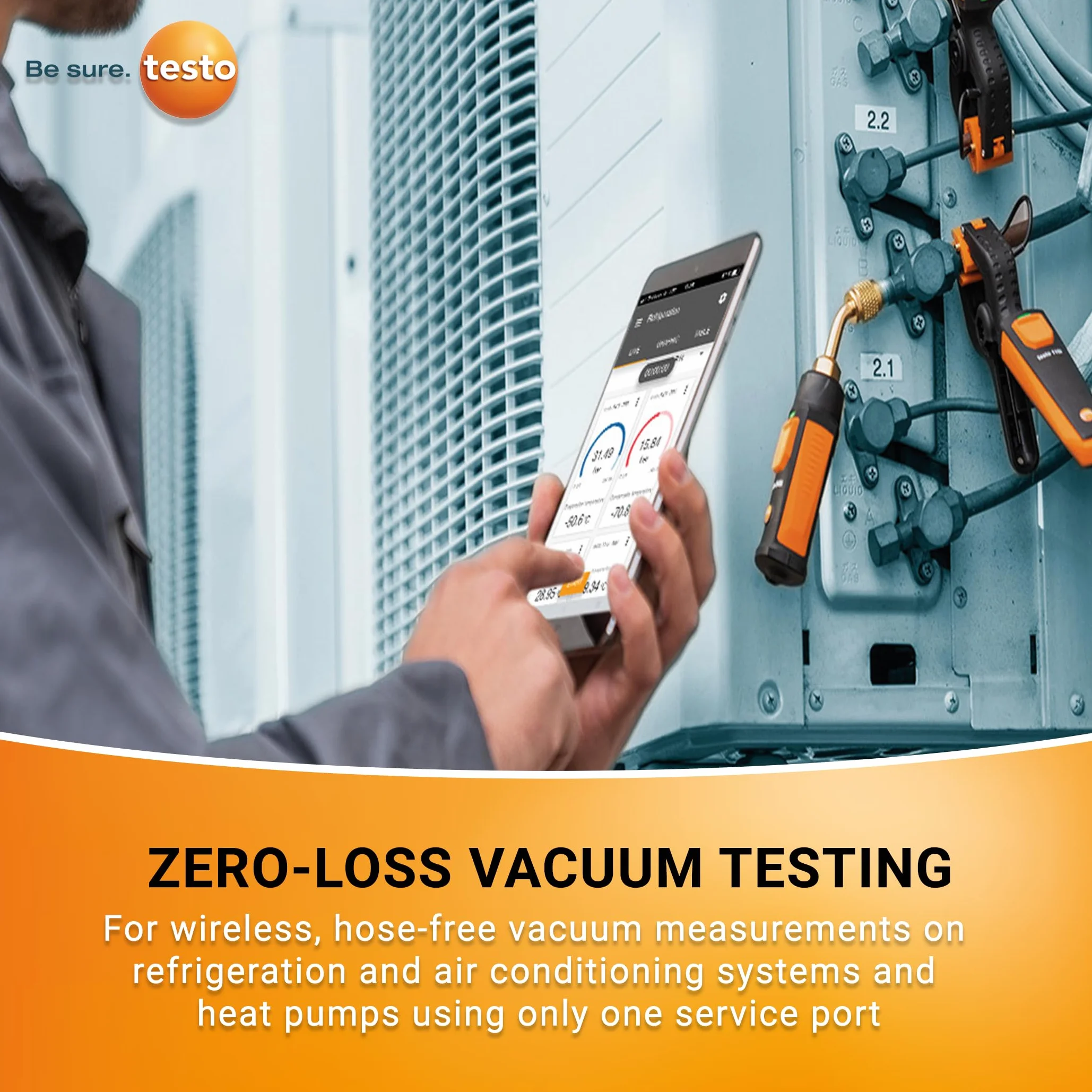 testo Sonda de vacío inalámbrica controlada por aplicación 552i para sistemas HVAC – con Bluetooth