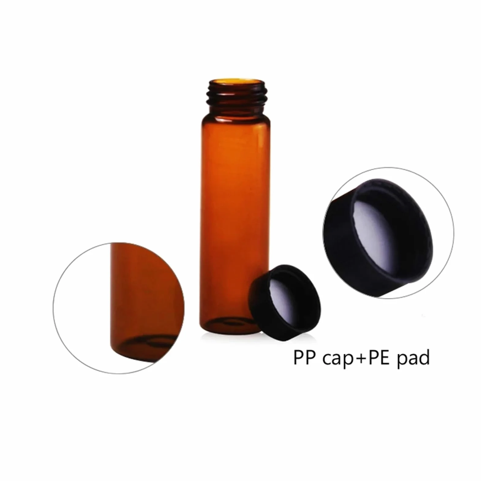 Botellas de vidrio transparentes, Frascos de vidrio marrón for muestras de aceites esenciales con tapón de rosca for laboratorio, de 3 ml a 50 ml.(50ml 20 pieces)