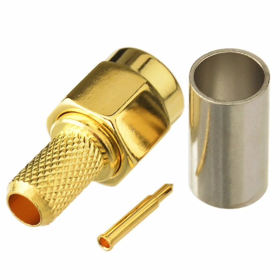 Eightwood SMA Crimp Set Conector Macho Hembra RG58 LMR195 Coaxial Pigtail 10pcs