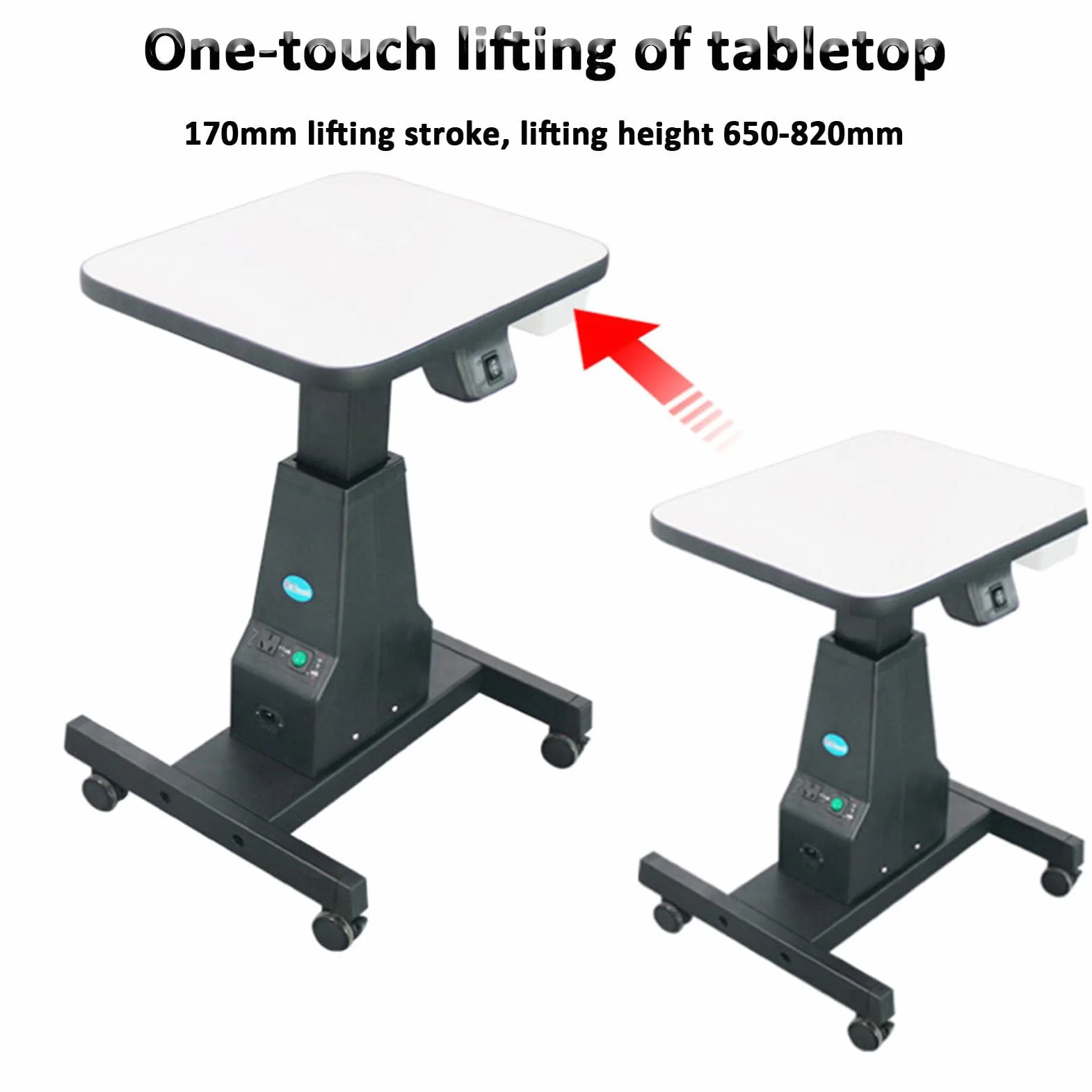 Mesa motorizada para instrumental, mesa elevadora para equipos ópticos profesionales de optometría con ruedas y altura ajustable, mesa de trabajo eléctrica motorizada para instrumental de óptica, colo