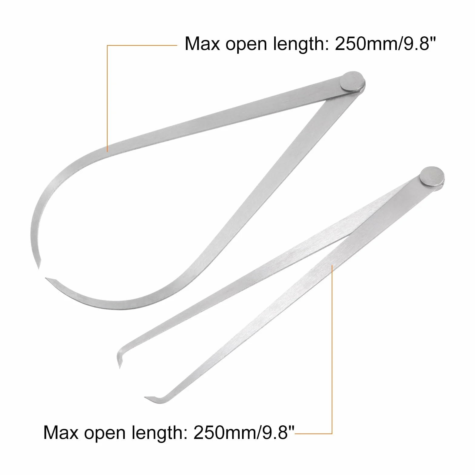 QUARKZMAN Calibrador Fijo Interior Exterior 250 mm 10" Acero Herramienta Medición